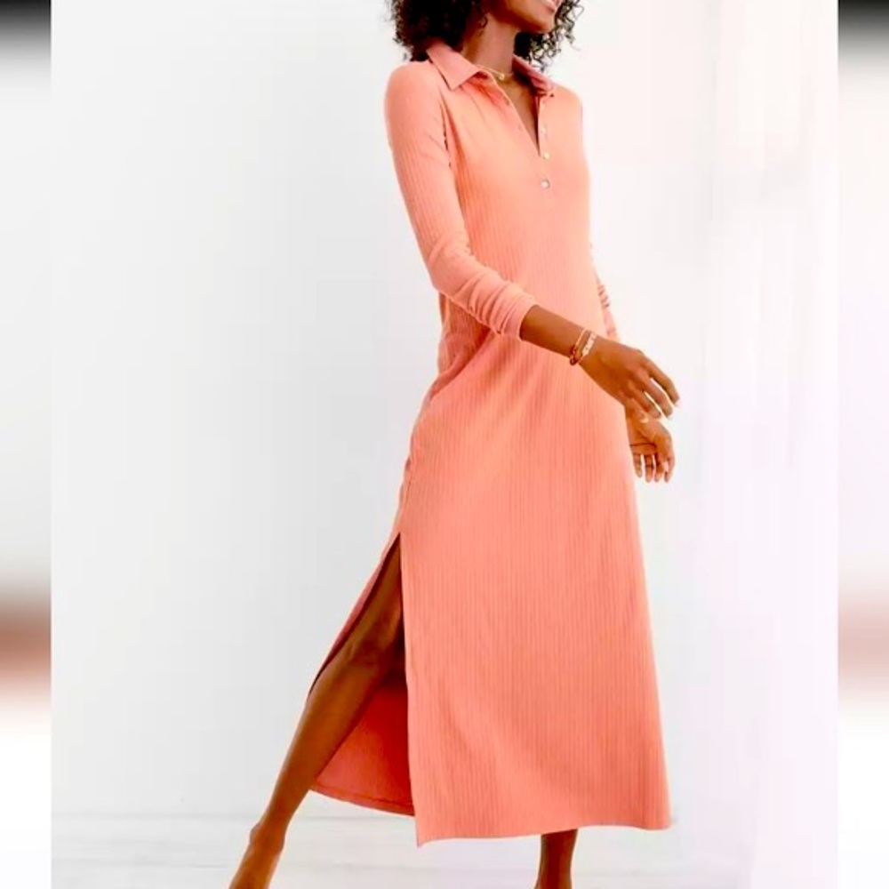 Aerie ribbed polo midi dress